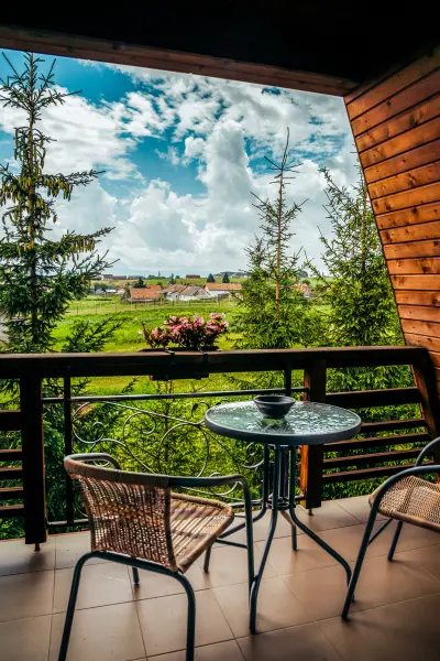 Balcon privat cu vedere panoramica – Pensiunea Veranda, Remetea, Harghita