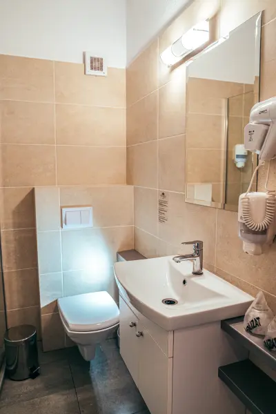 Baie privata cu lavoar – Pensiunea Veranda, Remetea, Harghita